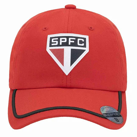 BONE SAO PAULO SILK FRONTAL E BORDADO LTR DORA E MICROFIBRA U VERMELHO MEDIO