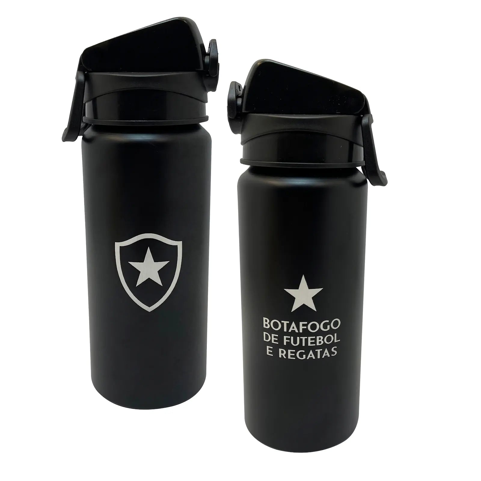 6198-GARRAFA PTO 600ML C/TRAVA E ALCA - BOTAFOGO