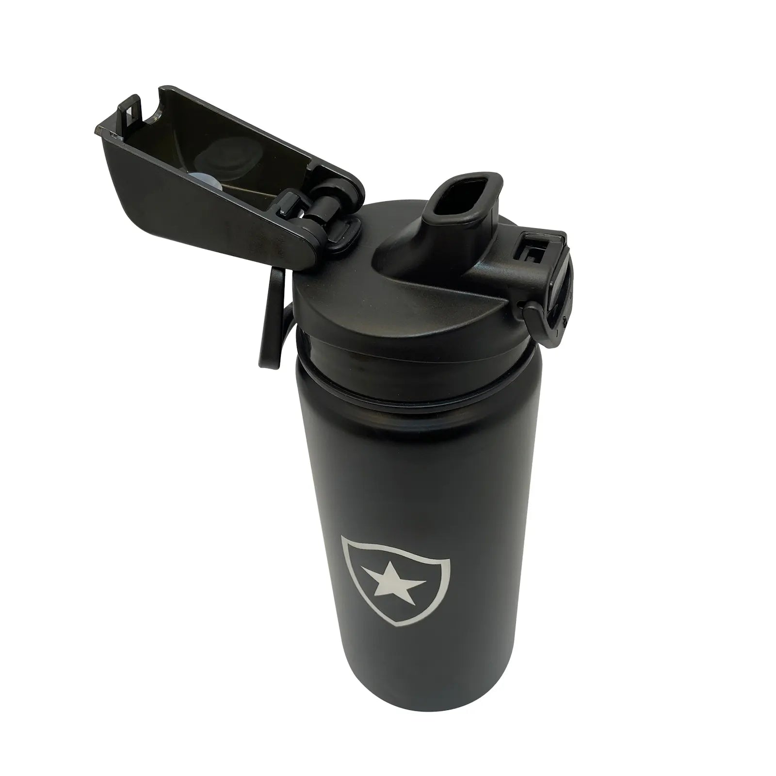 6198-GARRAFA PTO 600ML C/TRAVA E ALCA - BOTAFOGO