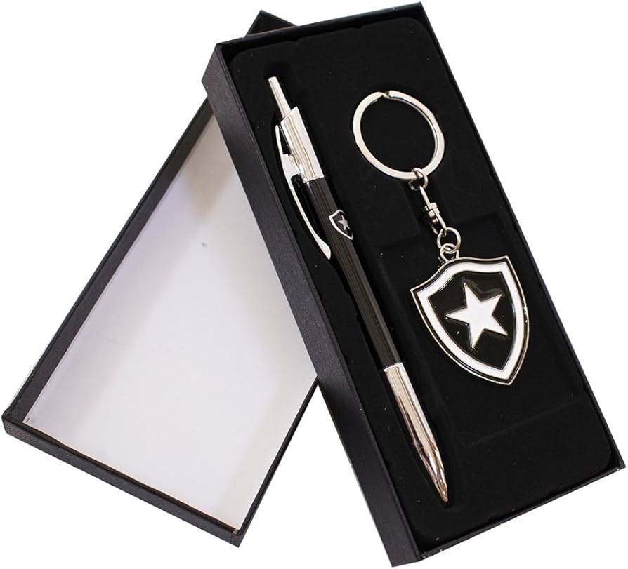 KIT CANETA ROLLER PEN COM CHAV DE METAL BOTAFOGO