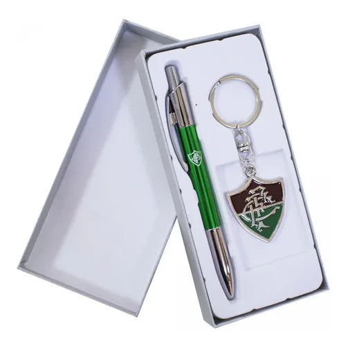 JOGO DE CANETA ROLLER PEN DE METAL C/ CHAV FLUMI
