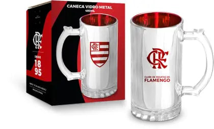 CANECA VIDRO METALIC TIMES - FLAMENGO