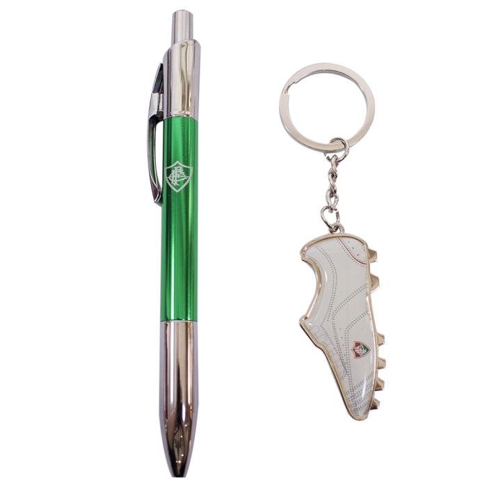 JOGO DE CANETA ROLLER PEN DE METAL C/ CHAV FLUMI