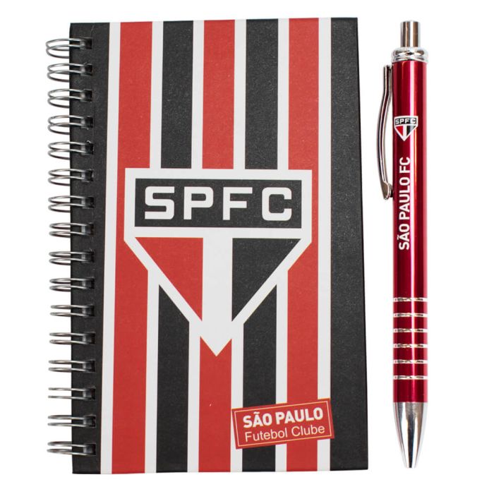 KIT CANETA ROLLER PEN BLOCO DE ANOTACOES SPFC