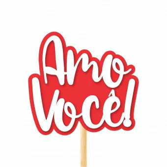 Pick MDF Amo Você 75mmx80mm 1pç Vermelho