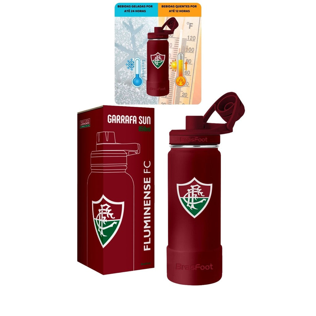 GARRAFA TERMICA SUN C/ BASE SILICONE PREMIUM 850ML TIMES - FLUMINENSE