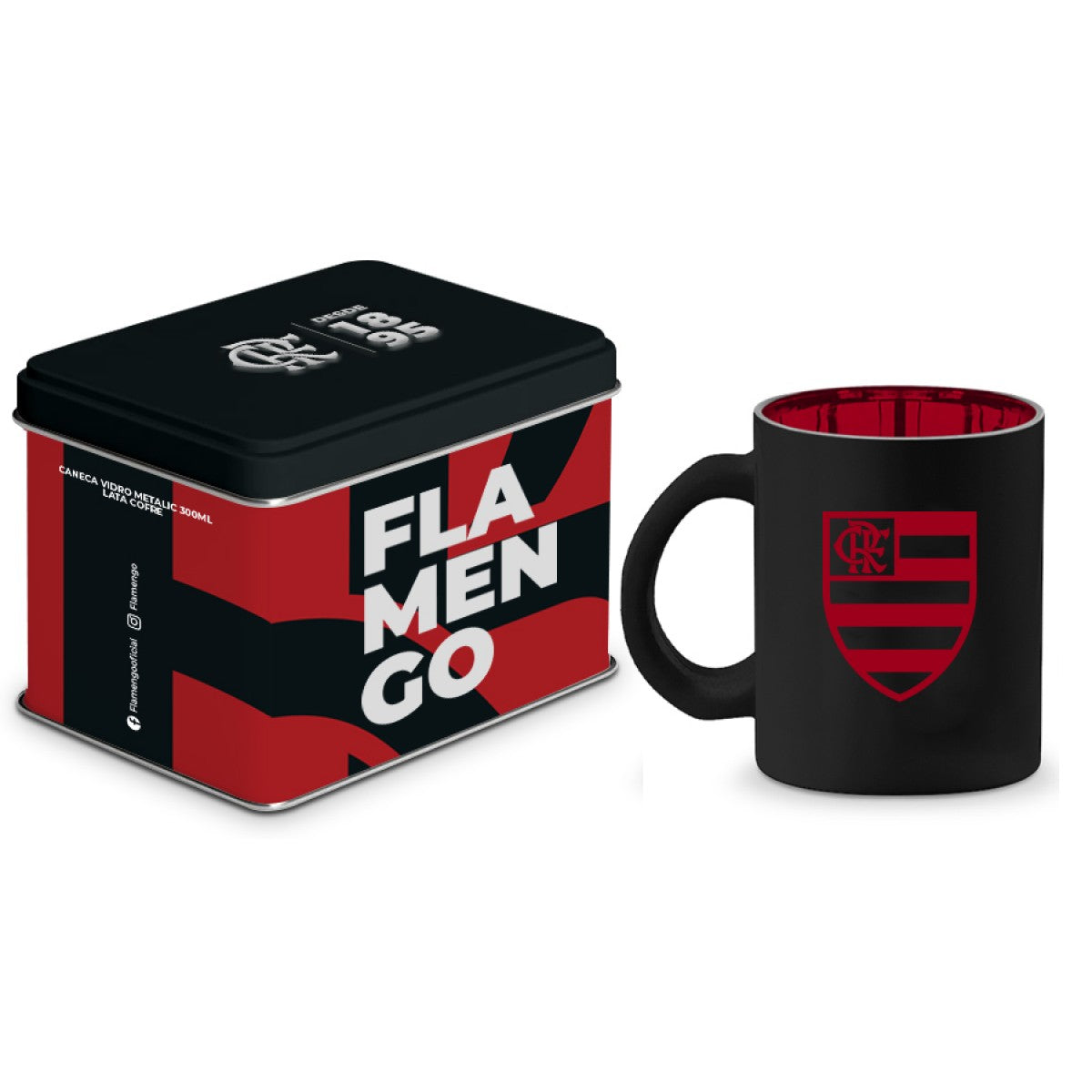 CANECA VIDRO DIAMOND METALIC LATA TIMES - FLAMENGO